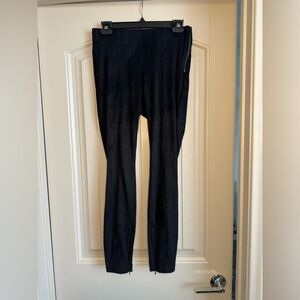 Zara Faux Suede Mid Rise Leggings With Zipper Closure